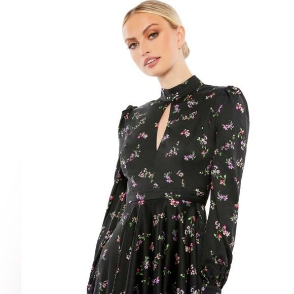 NWT Mac Duggal 55633 Keyhole Neck Bishop Sleeve Dress Size 8 $398 - Picture 3 of 7